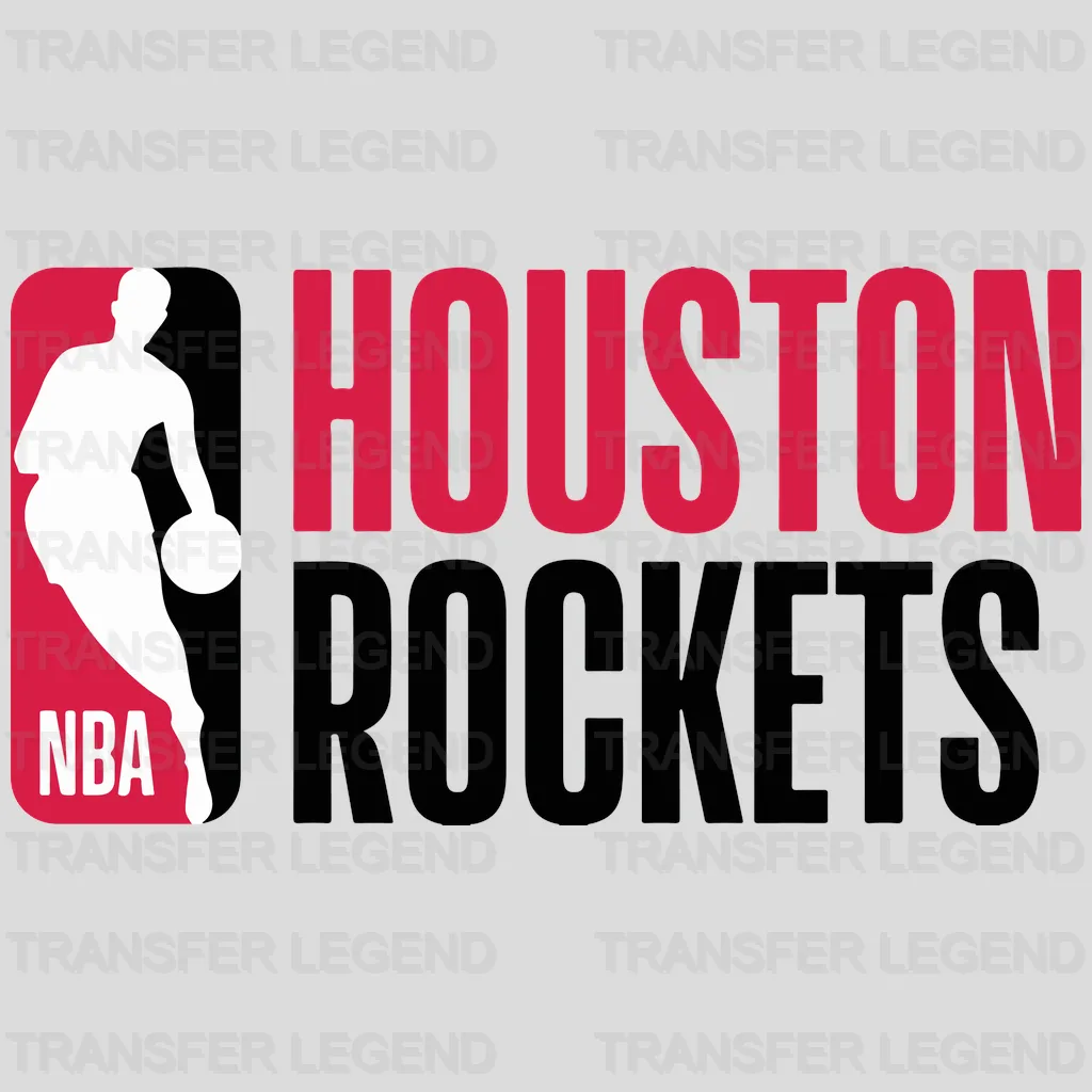 Houston Rockets NBA Silhouette Block Wordmark NBA Design - DTF Heat Transfer