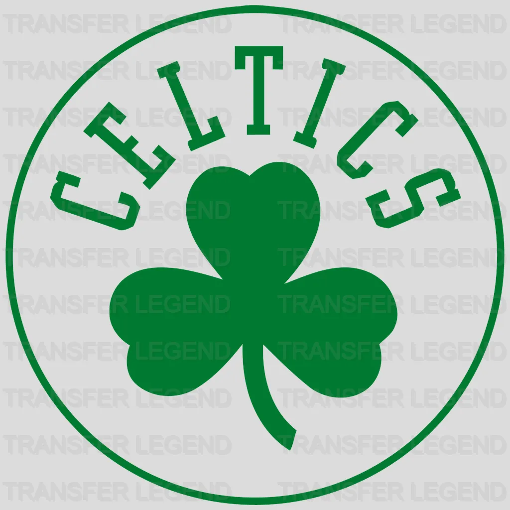 Boston Celtics Arched “CELTICS” with Central Shamrock Circle NBA Design - DTF Heat Transfer