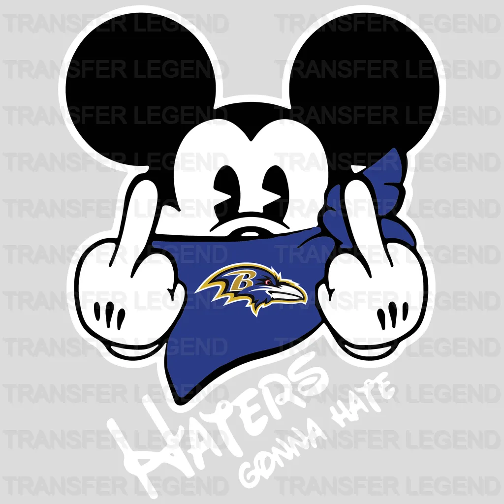 Baltimore Ravens Mickey Middle‑Finger Head Logo NFL Design - DTF Heat Transfer