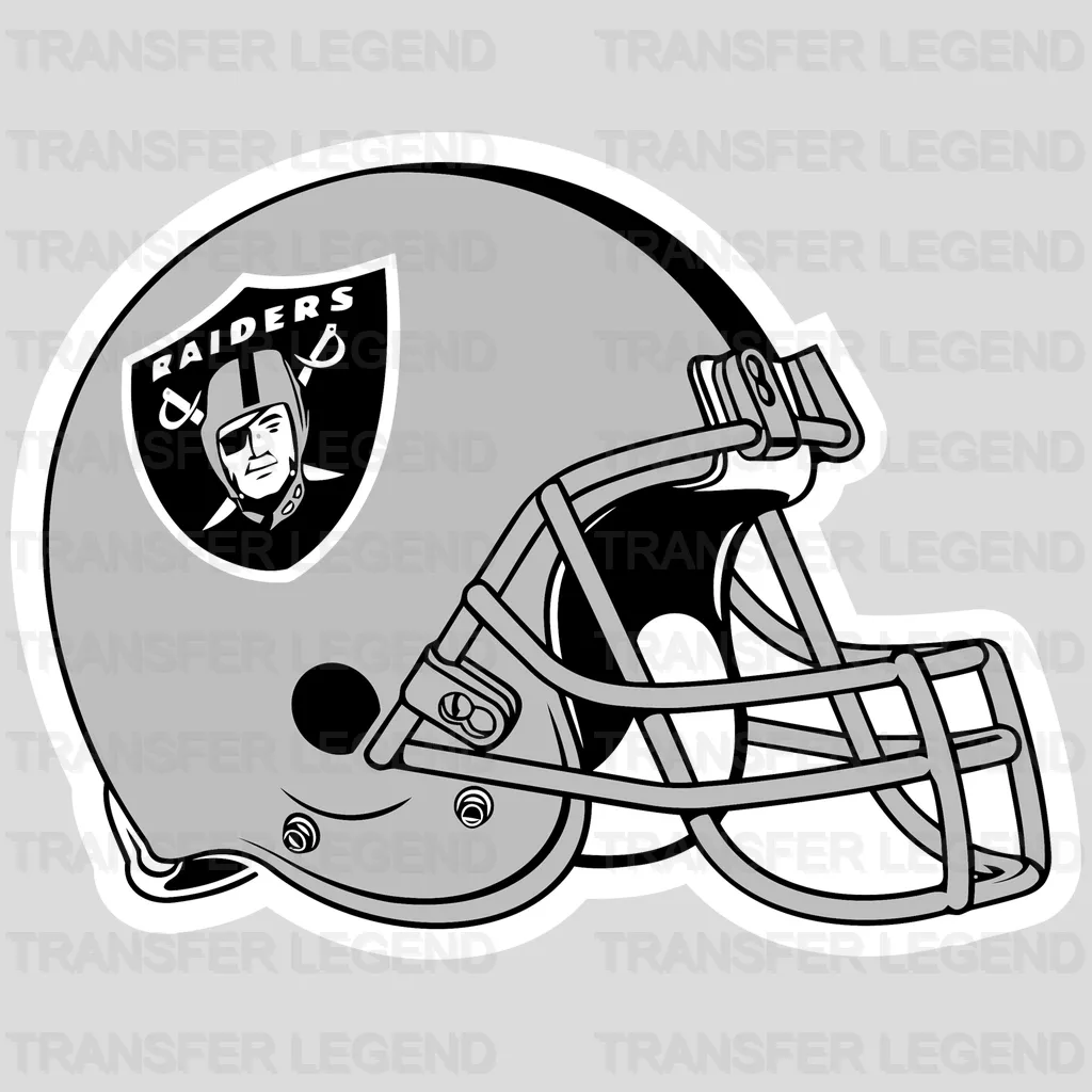 Las Vegas Raiders outlined side-view helmet graphic, NFL design - DTF Heat Transfer