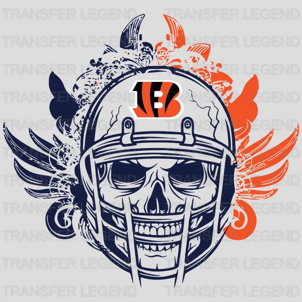 Cincinnati Bengals Tribal Skull Helmet NFL Design - DTF Heat Transfer