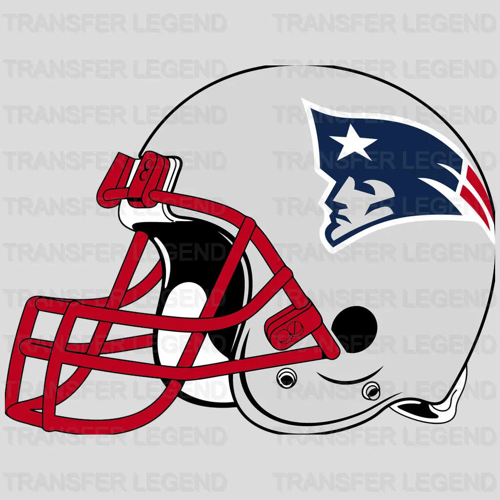 New England Patriots detailed football helmet illustration, NFL design - DTF Heat Transfer