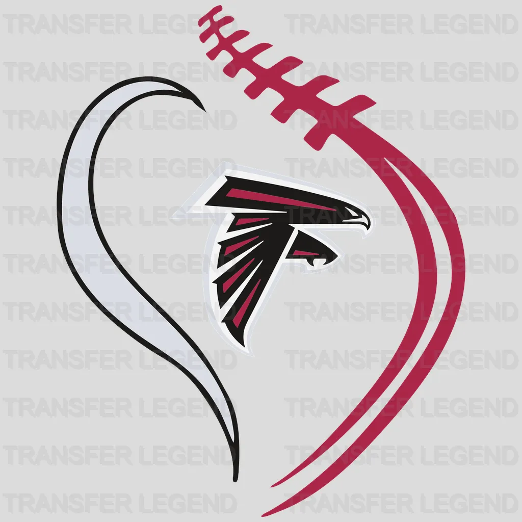 Atlanta Falcons Stitched Football Heart Logo NFL Design - DTF Heat Transfer