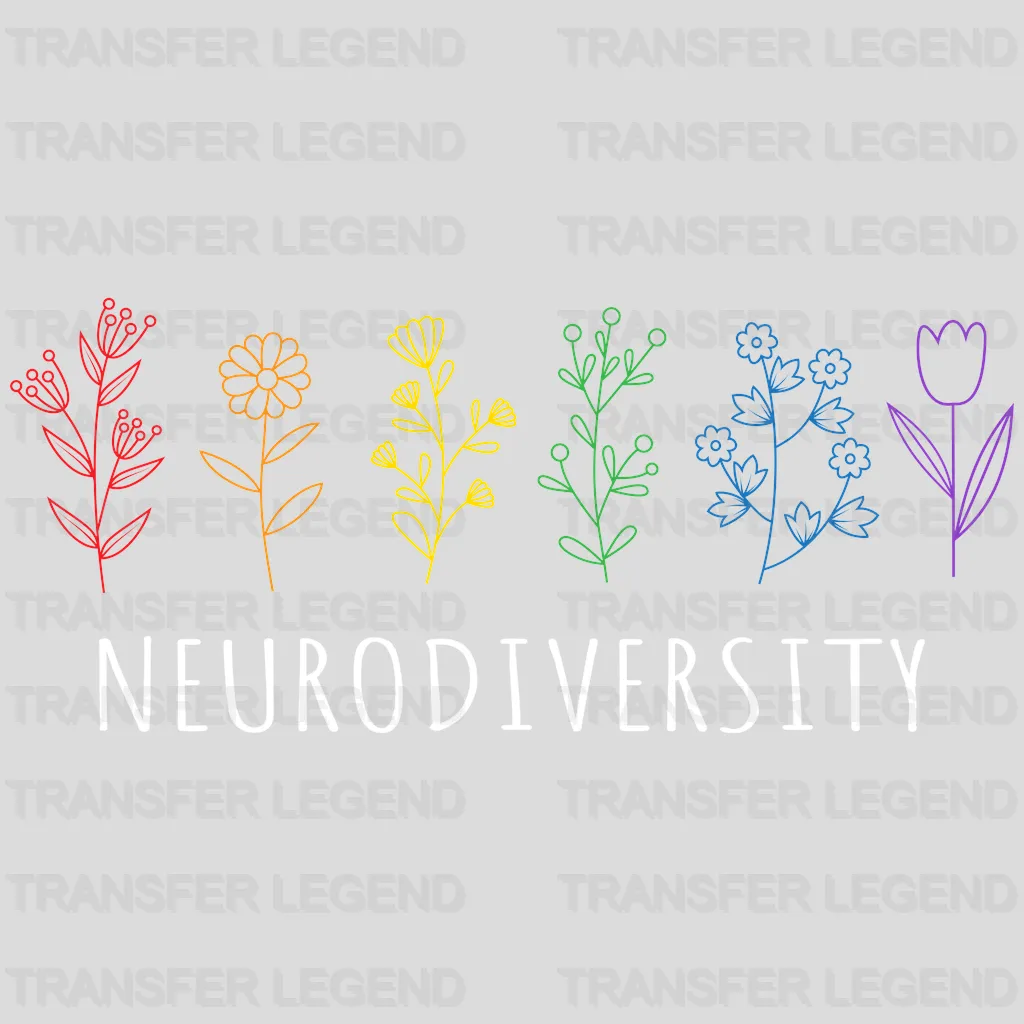 Flowers Neurodiversity Autim Awareness Design - DTF heat transfer - transferlegend