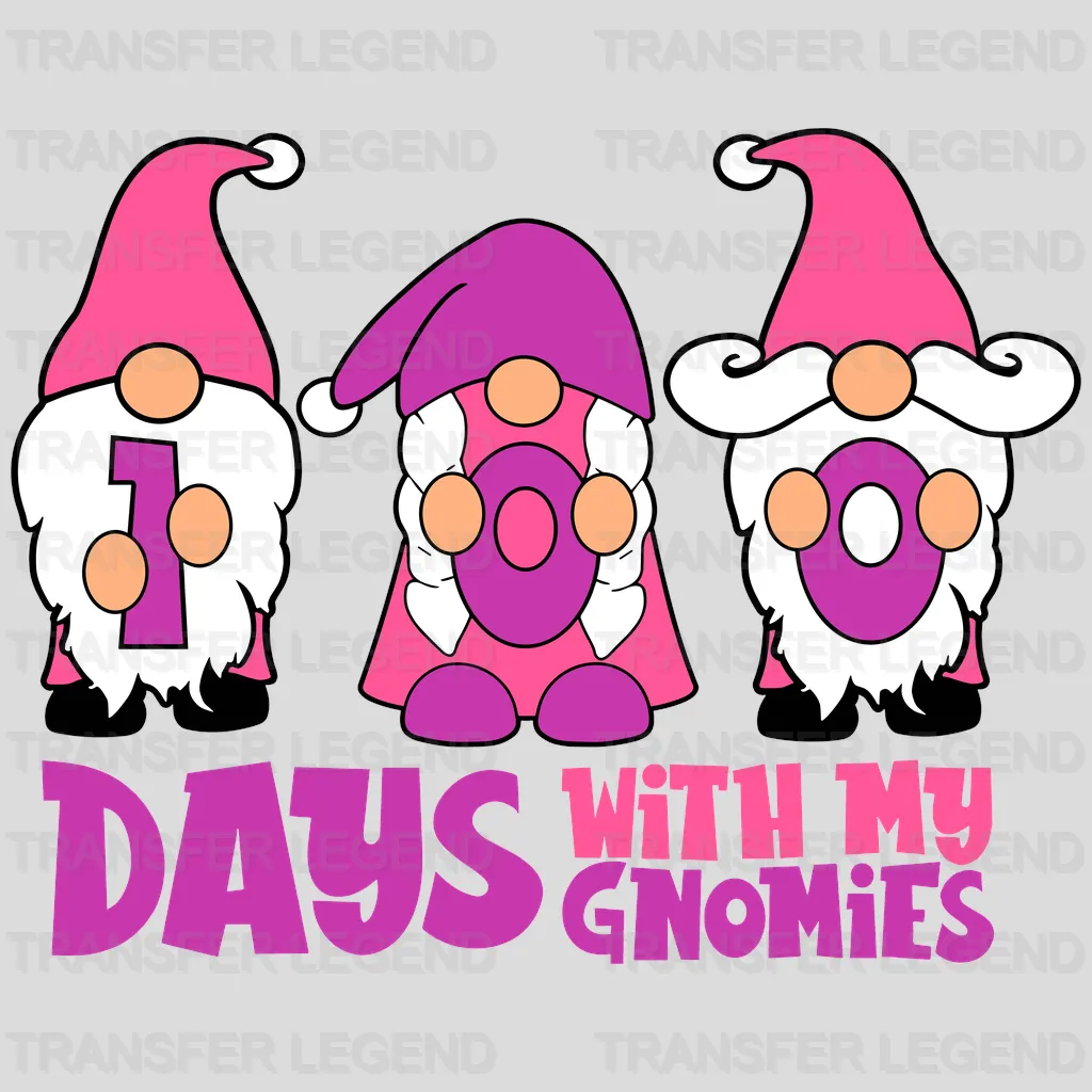 100 Days With My Gnomies 100 Days Of School Design - DTF heat transfer - transferlegend