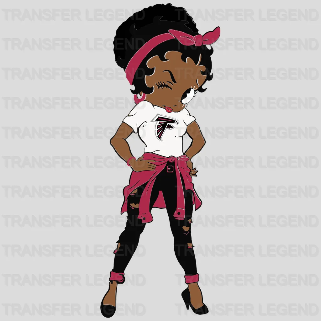 Atlanta Falcons Girl Character Illustration NFL Design - DTF Heat Transfer