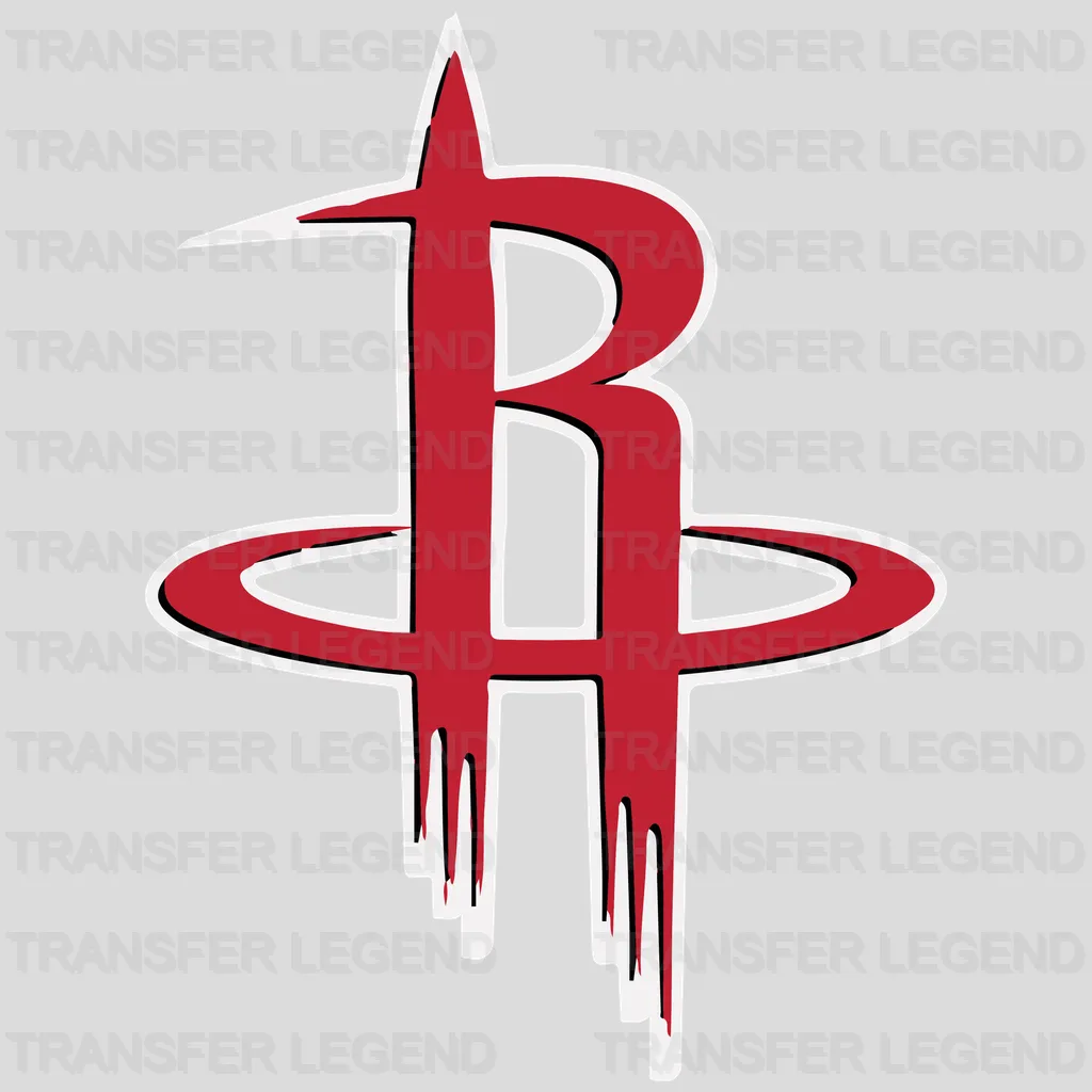 Houston Rockets Primary “R” Monogram with Hoop NBA Design - DTF Heat Transfer