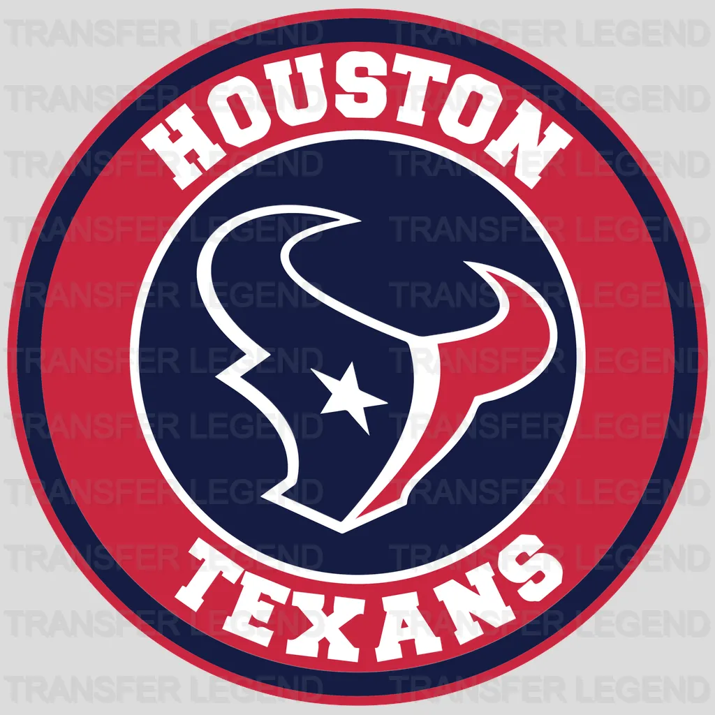 Houston Texans Round “Houston Texans” Text Badge NFL Design - DTF Heat Transfer