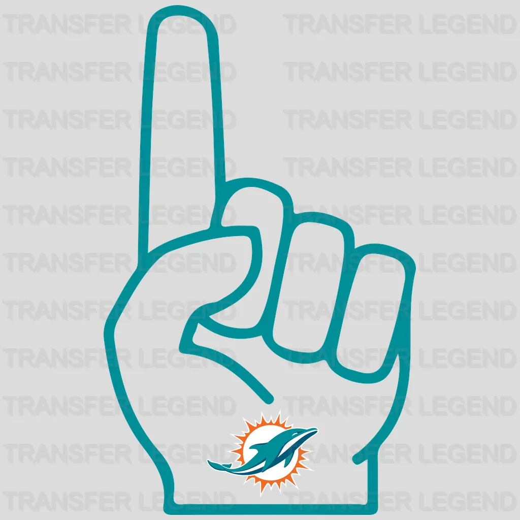Miami Dolphins #1 Foam Finger Graphic NFL Design - DTF Heat Transfer