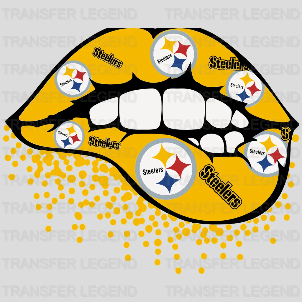 Pittsburgh Steelers dripping lips and teeth pattern with stars, NFL design - DTF Heat Transfer