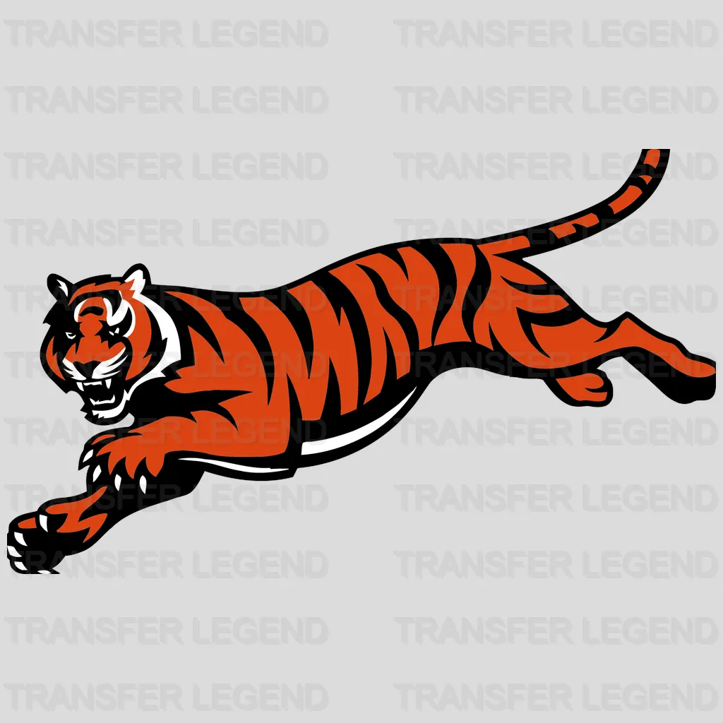 Cincinnati Bengals Charging Tiger Silhouette NFL Design - DTF Heat Transfer