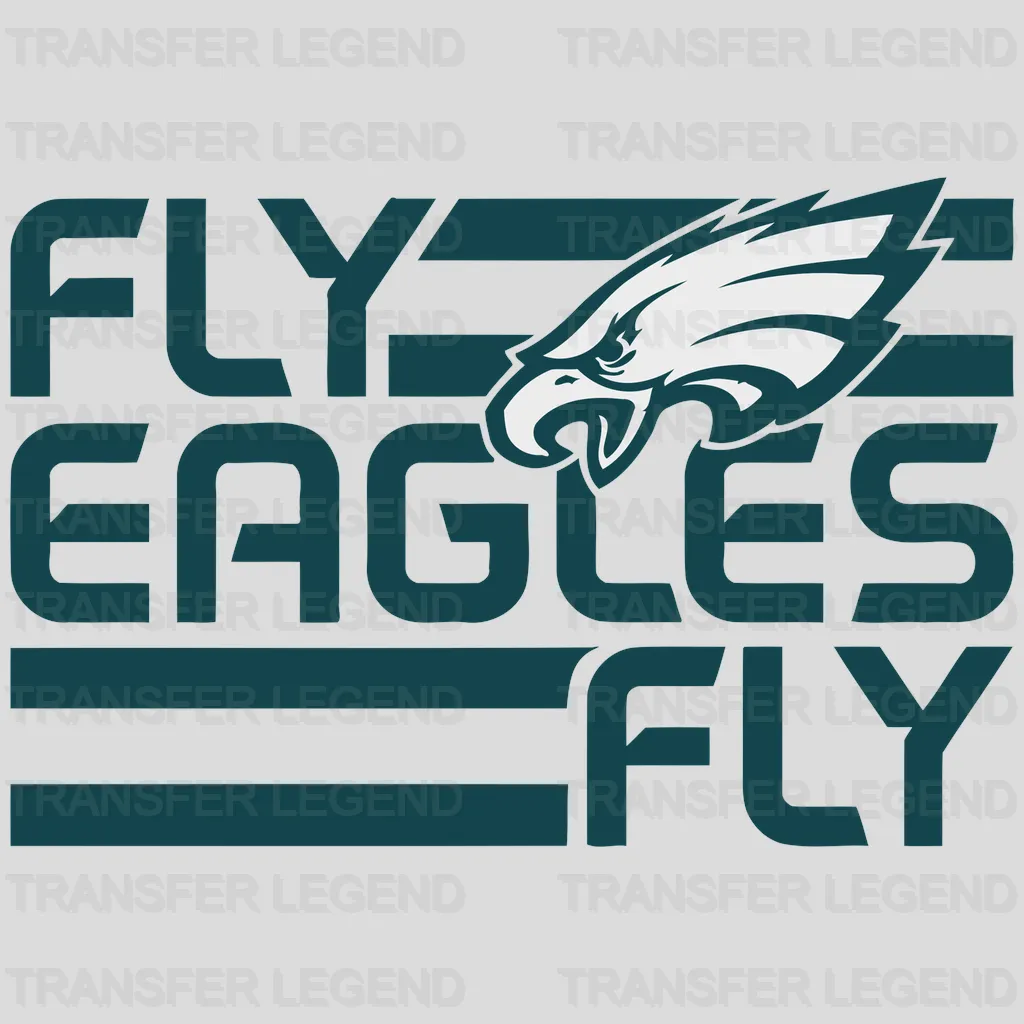 Philadelphia Eagles ‘Fly Eagles Fly’ vertical slogan design, NFL design - DTF Heat Transfer