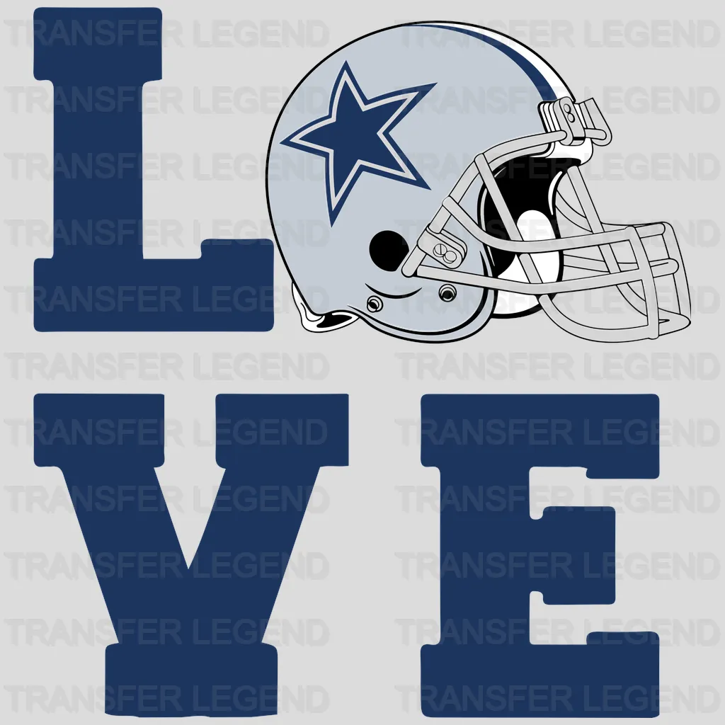 Dallas Cowboys LOVE Vertical Wordmark with Helmet NFL Design - DTF Heat Transfer
