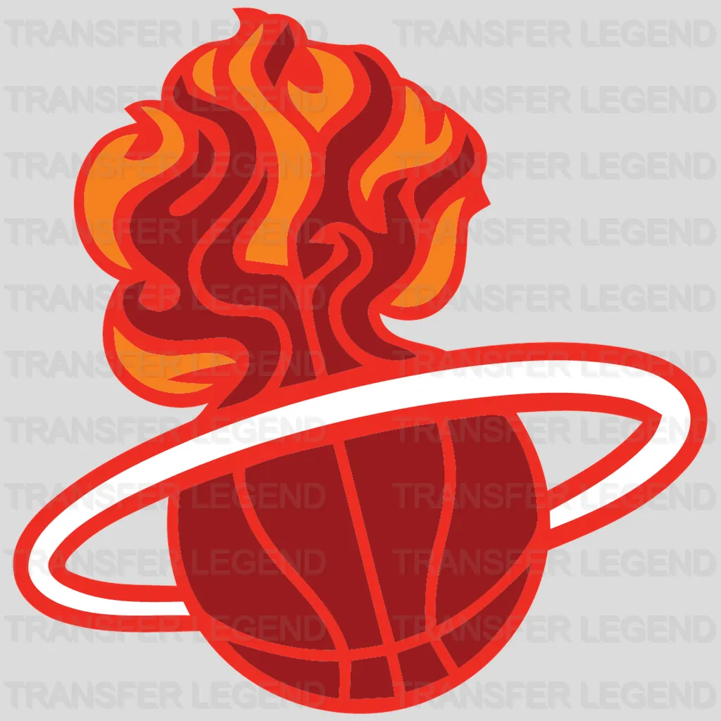 Miami Heat Super Flame Ball with Halo Ring NBA Design - DTF Heat Transfer