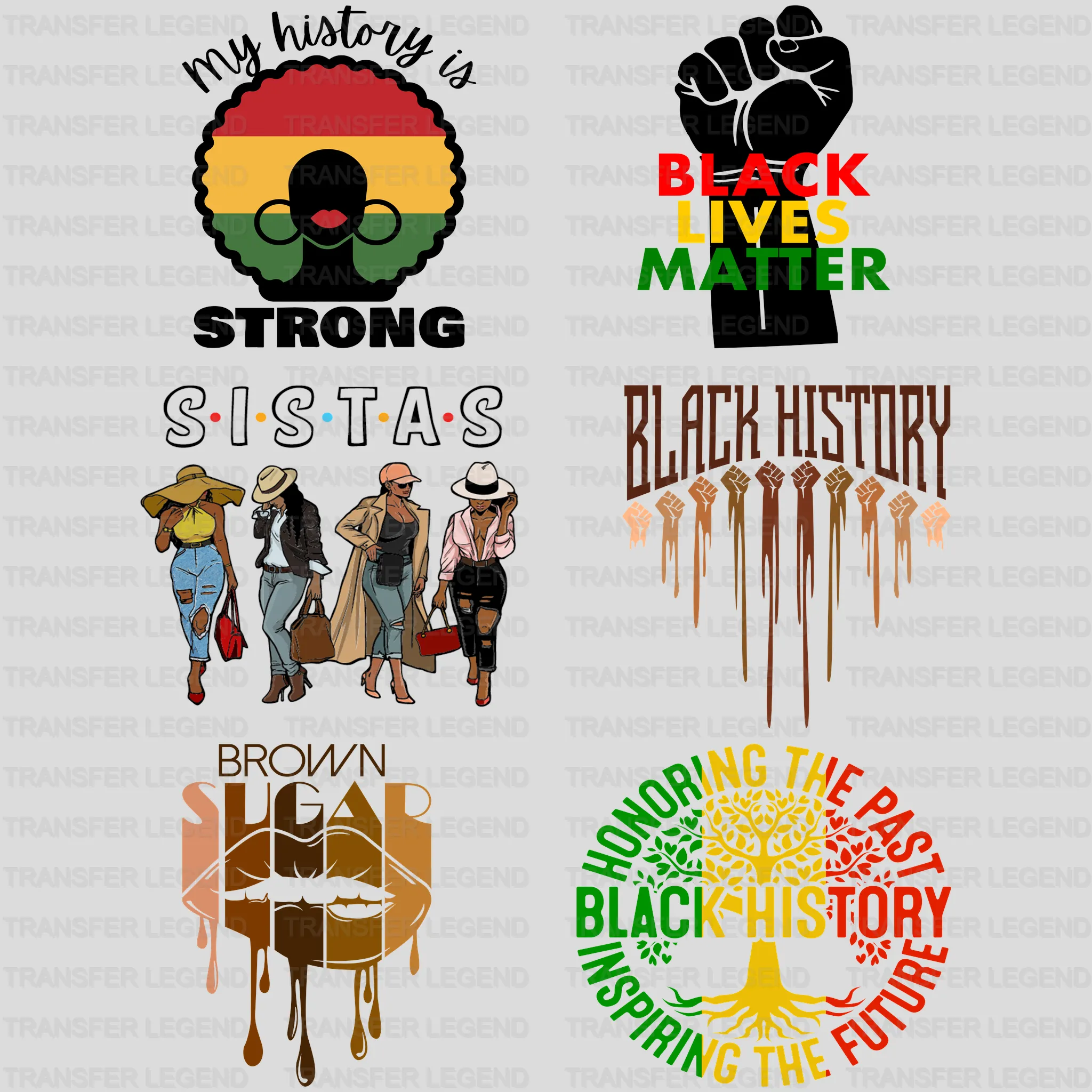 Black History Month-BLM Premade Gang sheet - 6 PCS 10 INCH - transferlegend