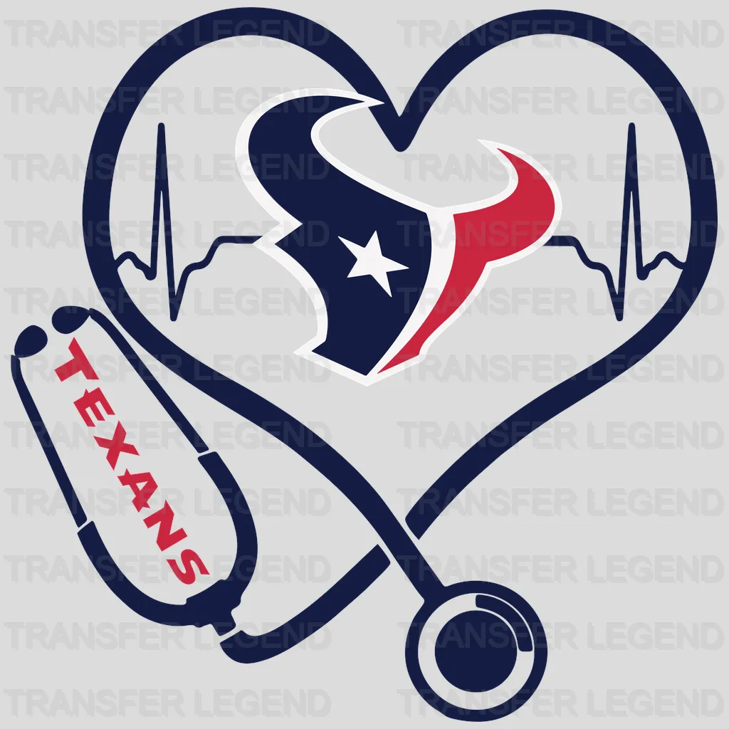 Houston Texans Stethoscope Emblem NFL Design - DTF Heat Transfer