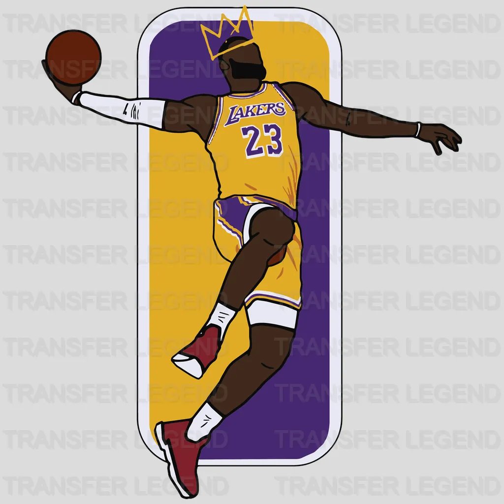 Los Angeles Lakers Dunking #23 Silhouette Badge NBA Design - DTF Heat Transfer