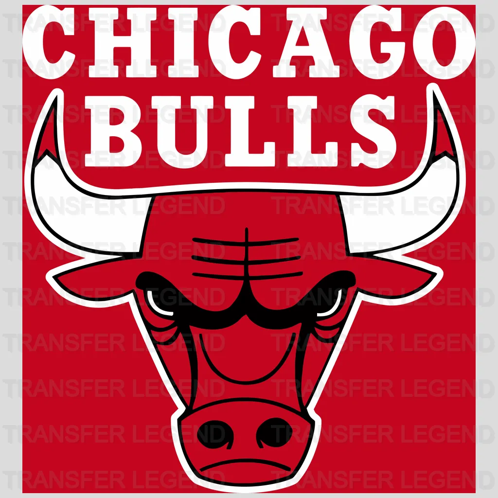 Chicago Bulls Bold Red Poster Style with Bull Head NBA Design - DTF Heat Transfer