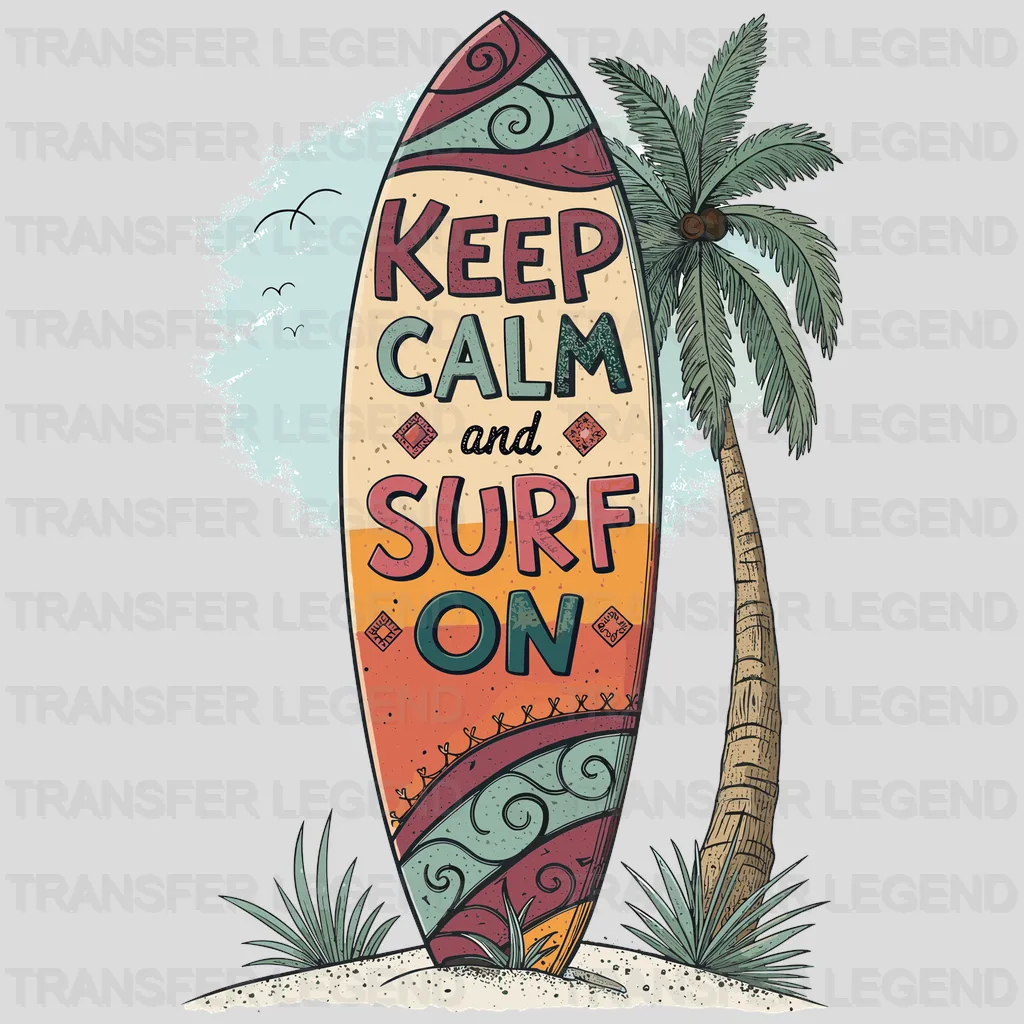 Keep Calm Surfing Design - DTF Heat Transfers - transferlegend