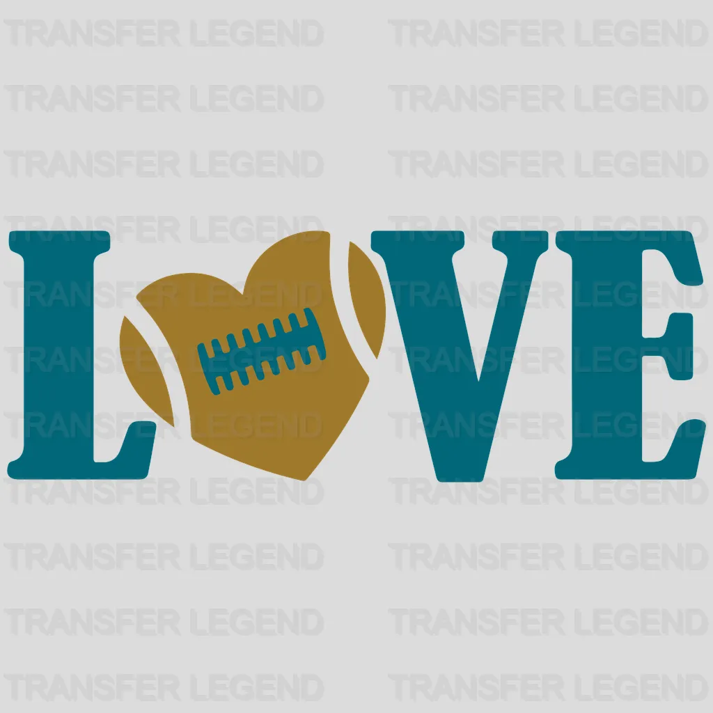 Jacksonville Jaguars LOVE Block Wordmark NFL Design - DTF Heat Transfer