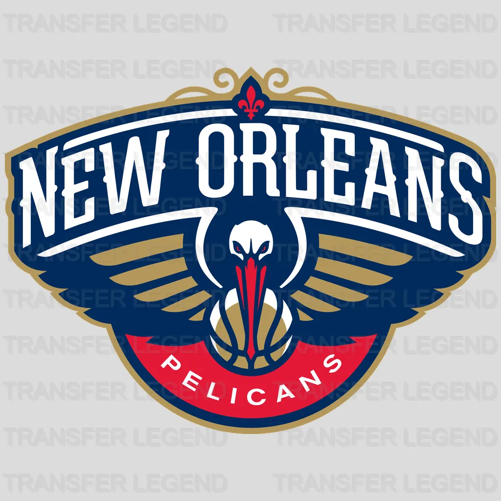 New Orleans Pelicans Primary Crest Winged Pelican NBA Design - DTF Heat Transfer