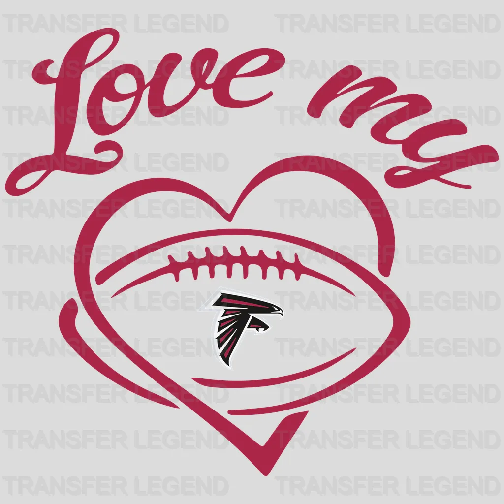Atlanta Falcons Love My Football Heart NFL Design - DTF Heat Transfer