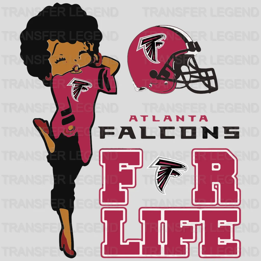 Atlanta Falcons For Life Girl Illustration NFL Design - DTF Heat Transfer