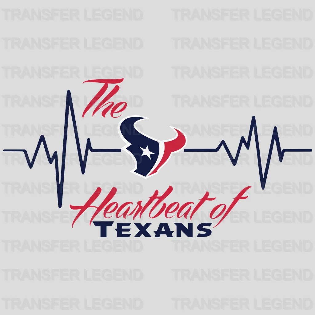 Houston Texans Heartbeat Line Emblem NFL Design - DTF Heat Transfer