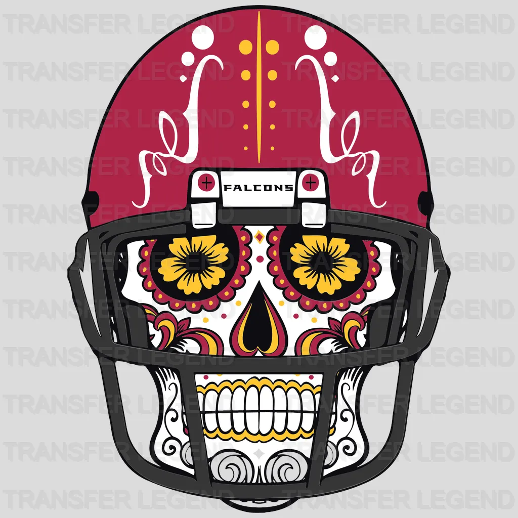 Atlanta Falcons Sugar‑Skull Helmet NFL Design - DTF Heat Transfer
