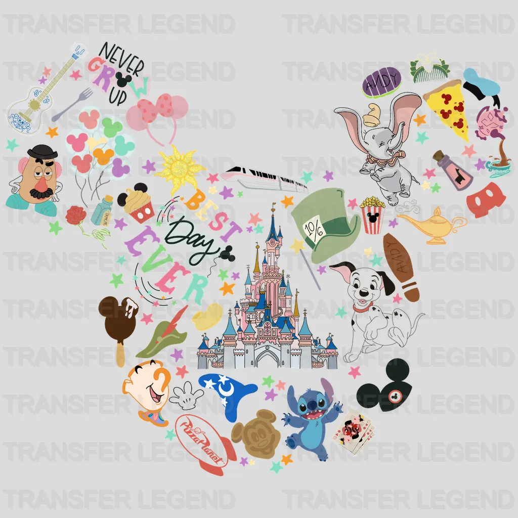 Best Day Ever Never Grow Up Head Cartoon Things Design - DTF heat transfer - transferlegend