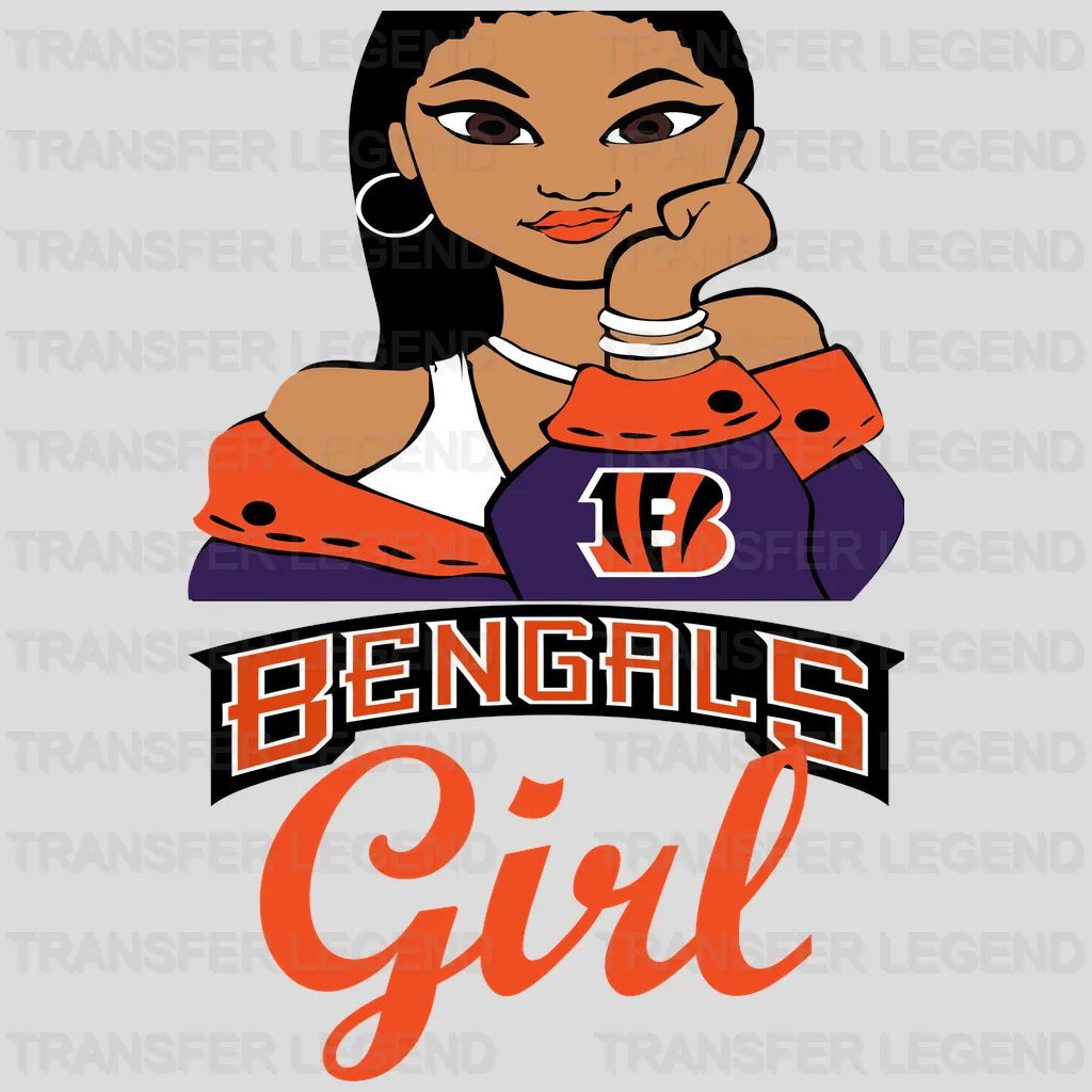 Cincinnati Bengals Girl Character Illustration NFL Design - DTF Heat Transfer