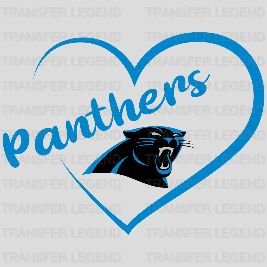 Carolina Panthers Heart Arrow Logo NFL Design - DTF Heat Transfer
