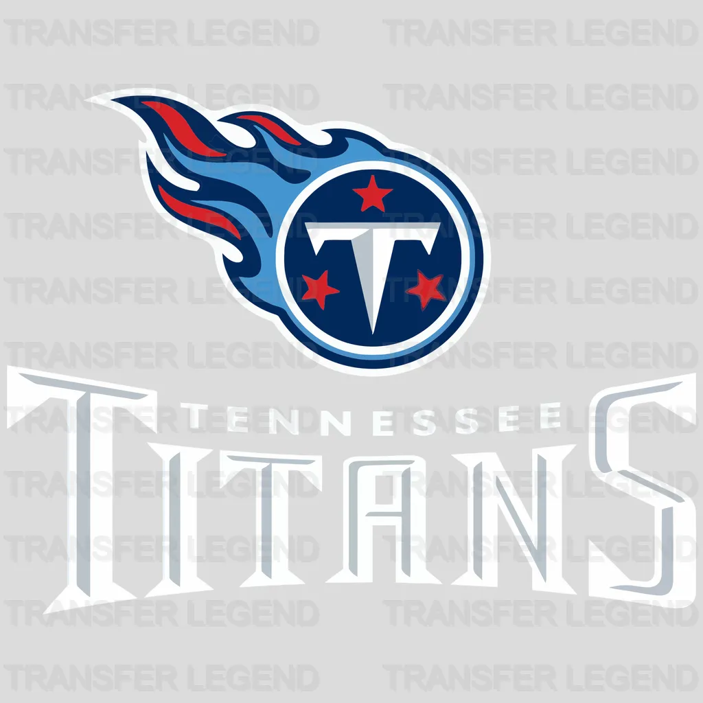 Tennessee Titans Wordmark with Fireball Emblem NFL Design - DTF Heat Transfer