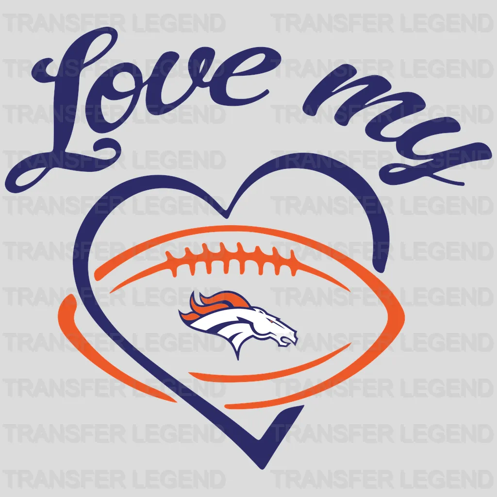 Denver Broncos Stethoscope Football Heart Logo NFL Design - DTF Heat Transfer