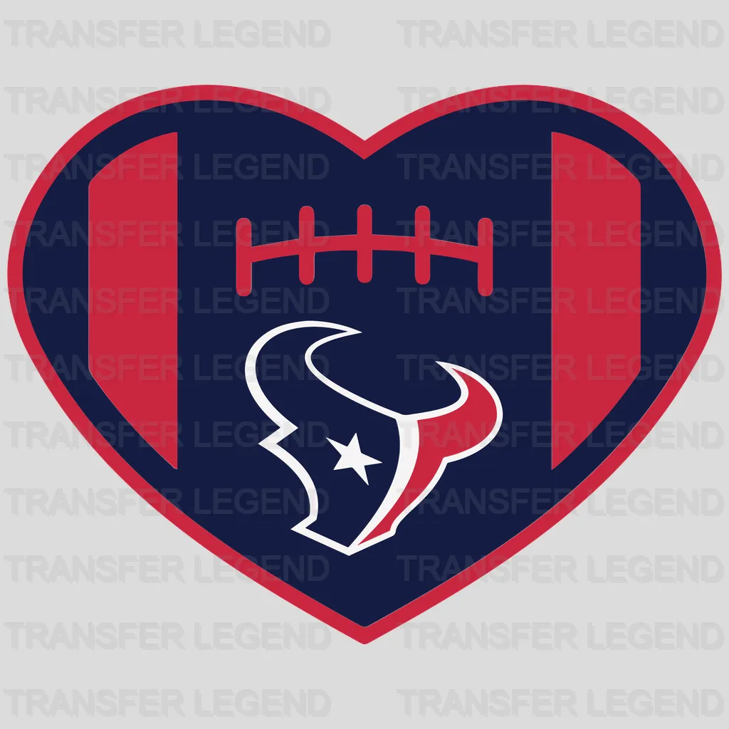 Houston Texans Football‑Laces Heart Logo NFL Design - DTF Heat Transfer