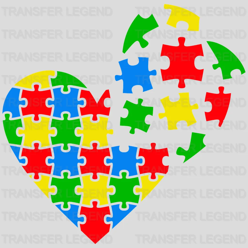 Autim Heart Puzzle Design - DTF Heat Transfer - transferlegend