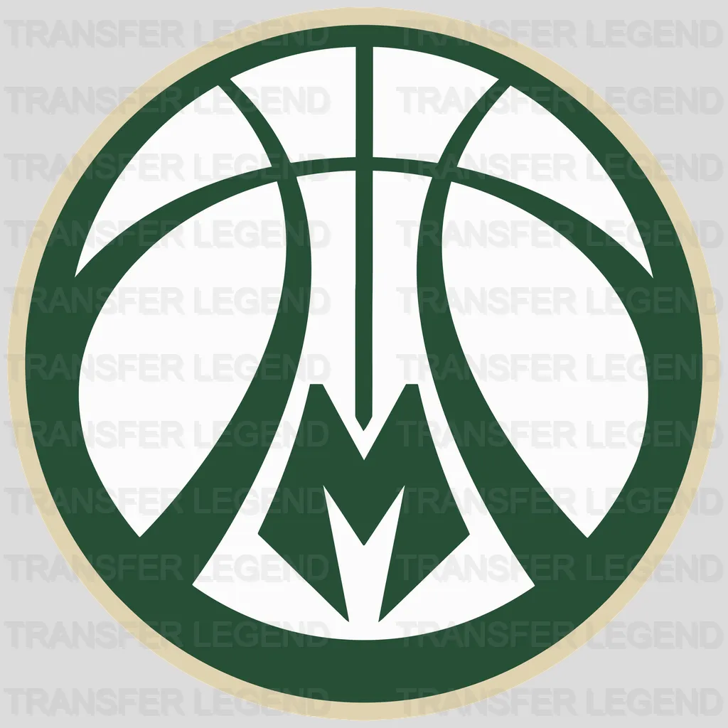 Milwaukee Bucks Basketball Emblem with Antlered “M” NBA Design - DTF Heat Transfer
