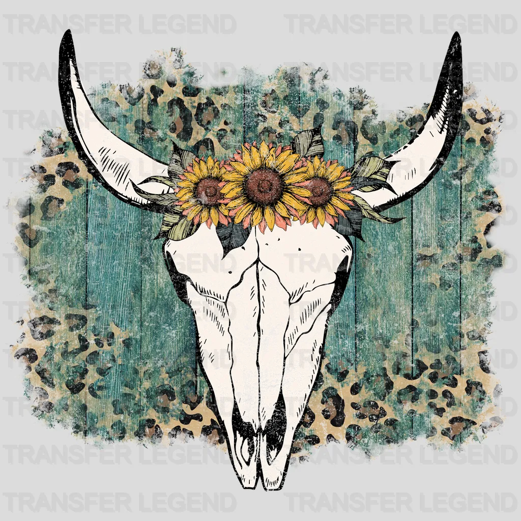 Floral Cow Bull Skull Design - DTF heat transfer - transferlegend