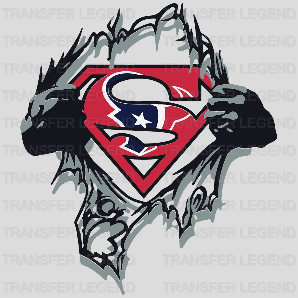 Houston Texans Superman‑Chest Reveal Emblem NFL Design - DTF Heat Transfer