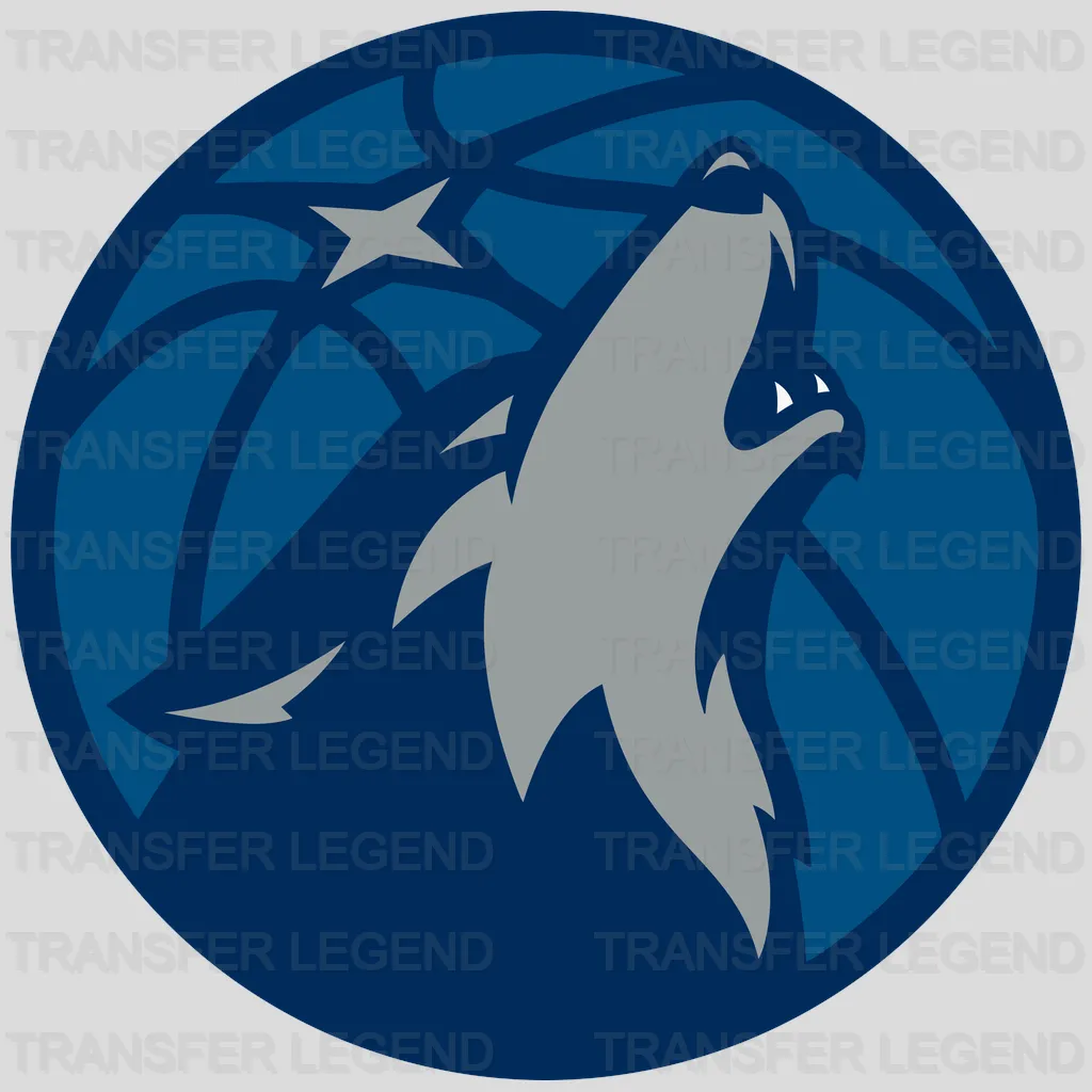 Minnesota Timberwolves Blue Circle Howling Wolf Silhouette NBA Design - DTF Heat Transfer