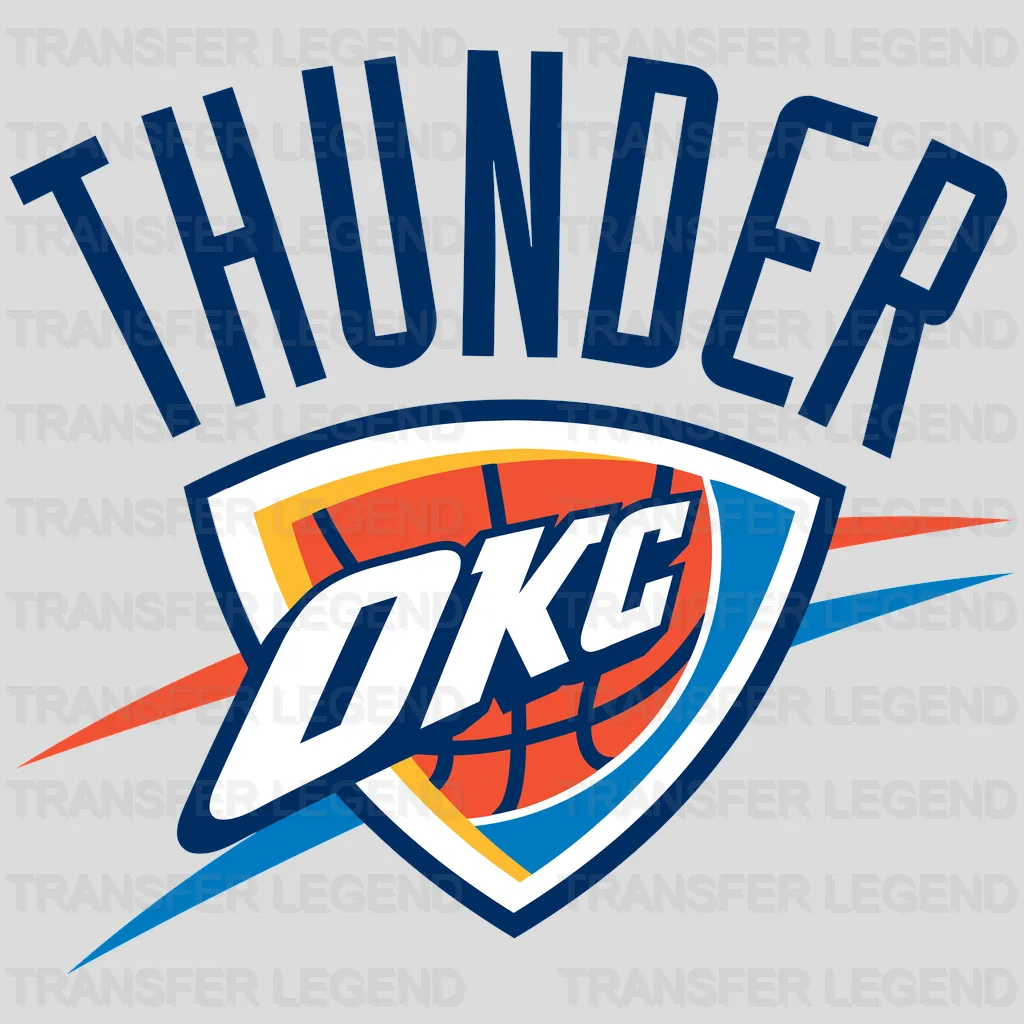 Oklahoma City Thunder Arched THUNDER & OKC Shield NBA Design - DTF Heat Transfer