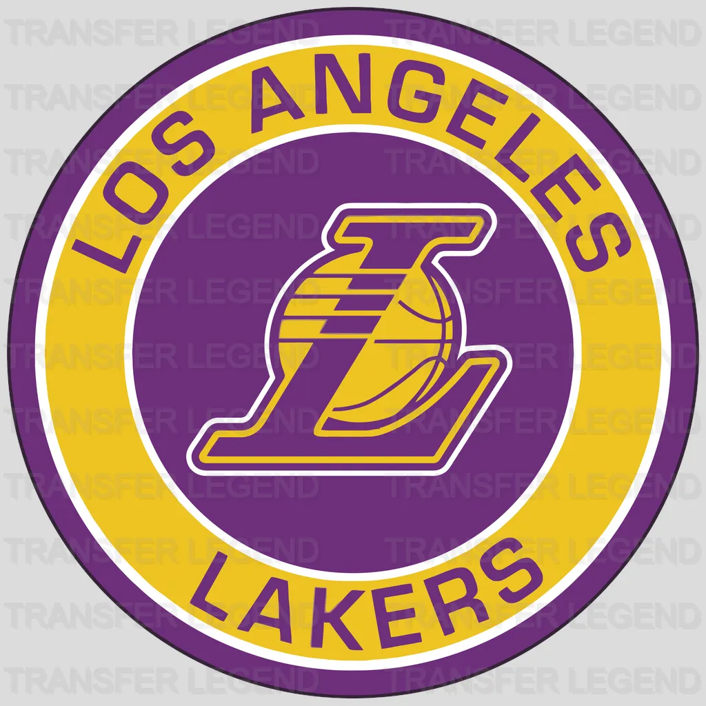 Los Angeles Lakers Circular Badge with L Monogram NBA Design - DTF Heat Transfer