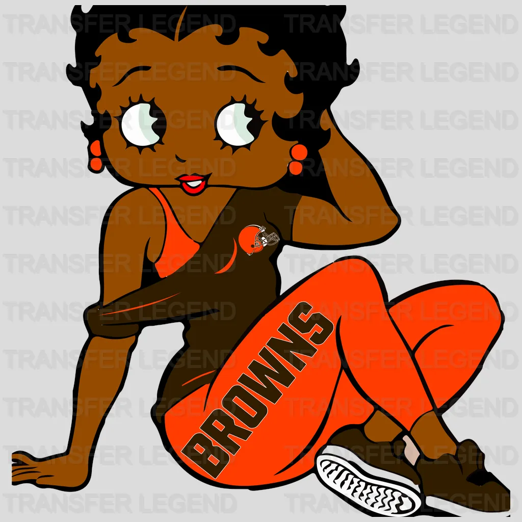 Cleveland Browns Pin‑up Girl Sitting Illustration NFL Design - DTF Heat Transfer