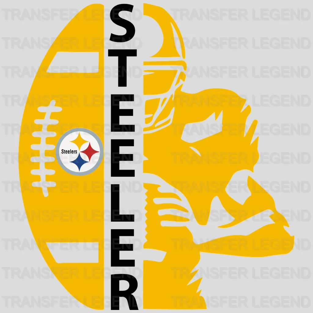 Pittsburgh Steelers stylized heart swirl with star emblem, NFL design - DTF Heat Transfer