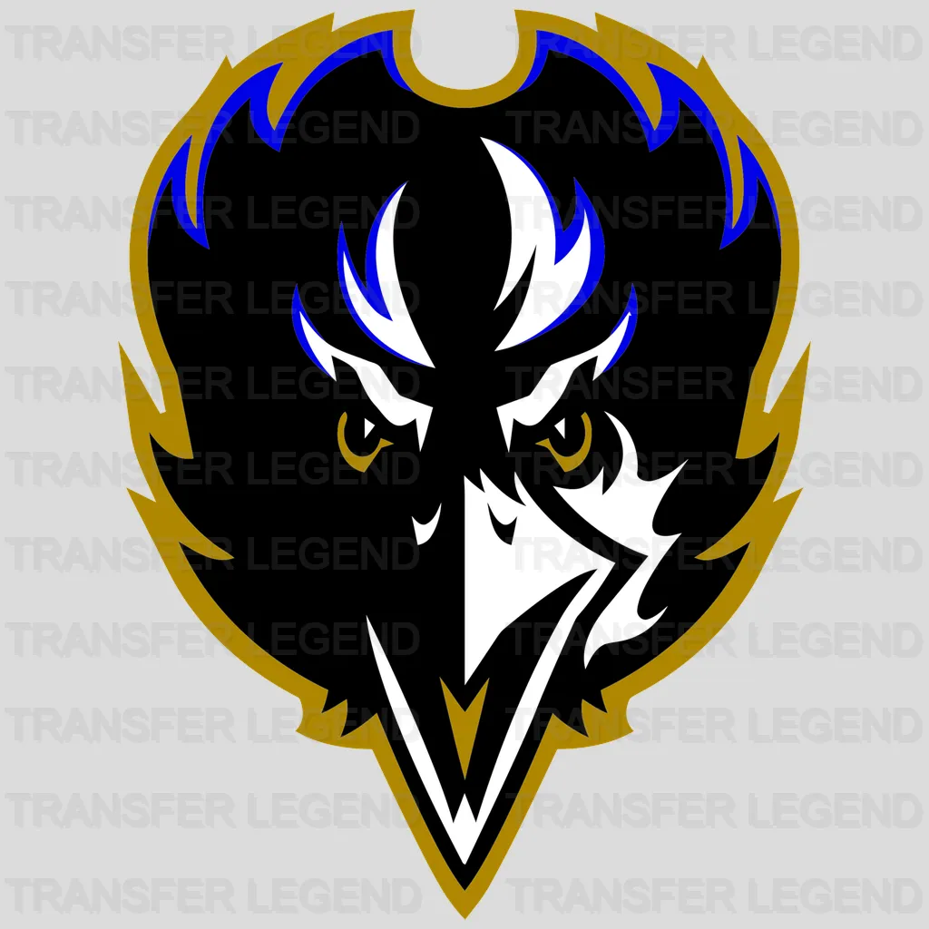 Baltimore Ravens Fierce Bird Face Emblem NFL Design - DTF Heat Transfer