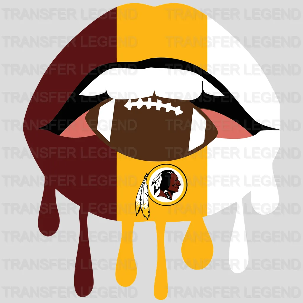 Washington Football Team Dripping Lips with Mini W Emblem NFL Design - DTF Heat Transfer