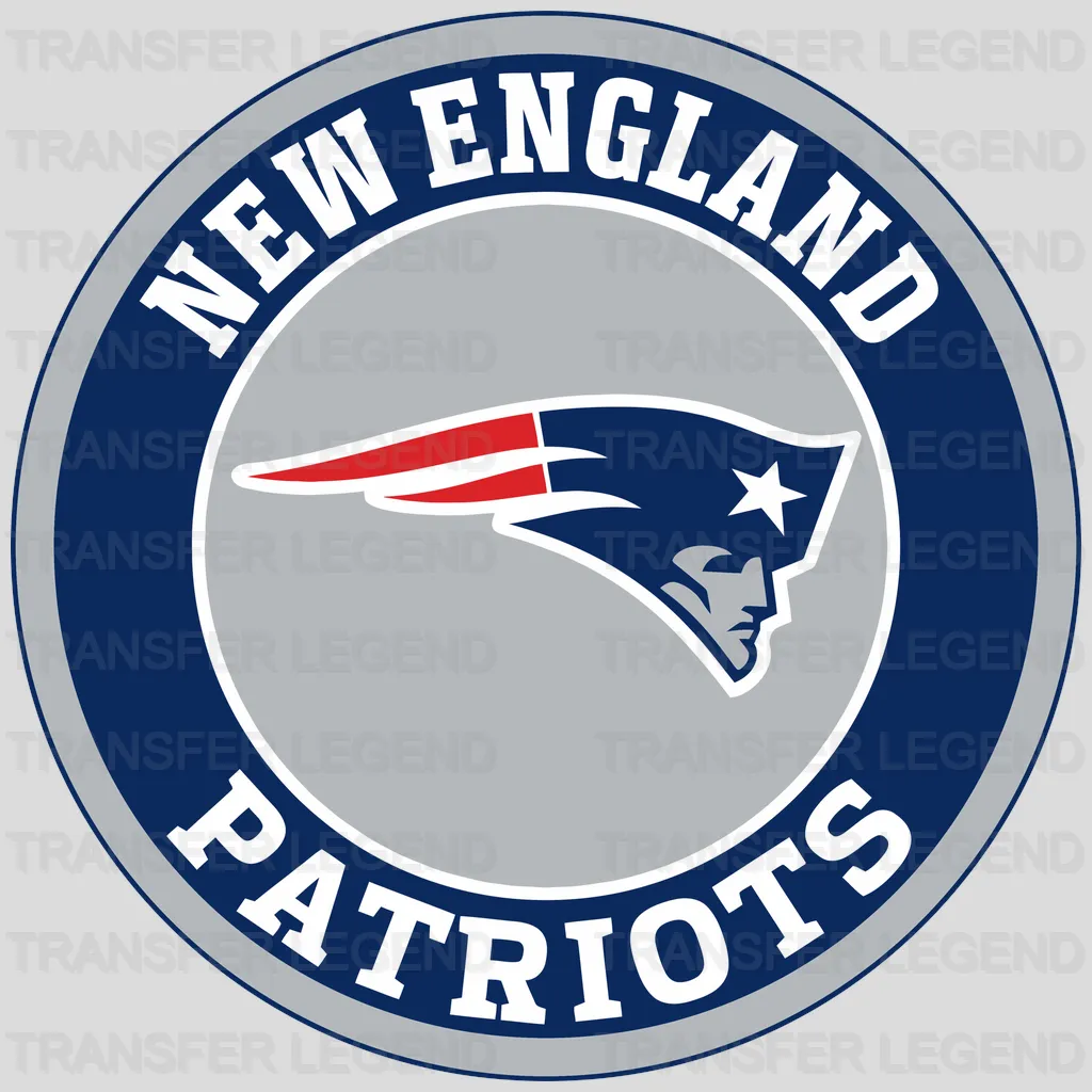 New England Patriots classic round crest with team name, NFL design - DTF Heat Transfer