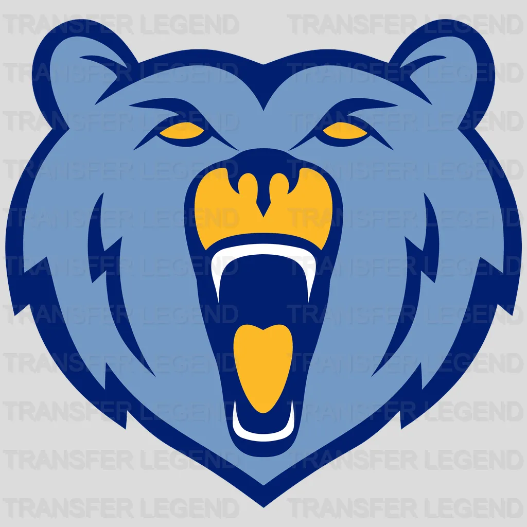 Memphis Grizzlies Roaring Bear Face Emblem NBA Design - DTF Heat Transfer