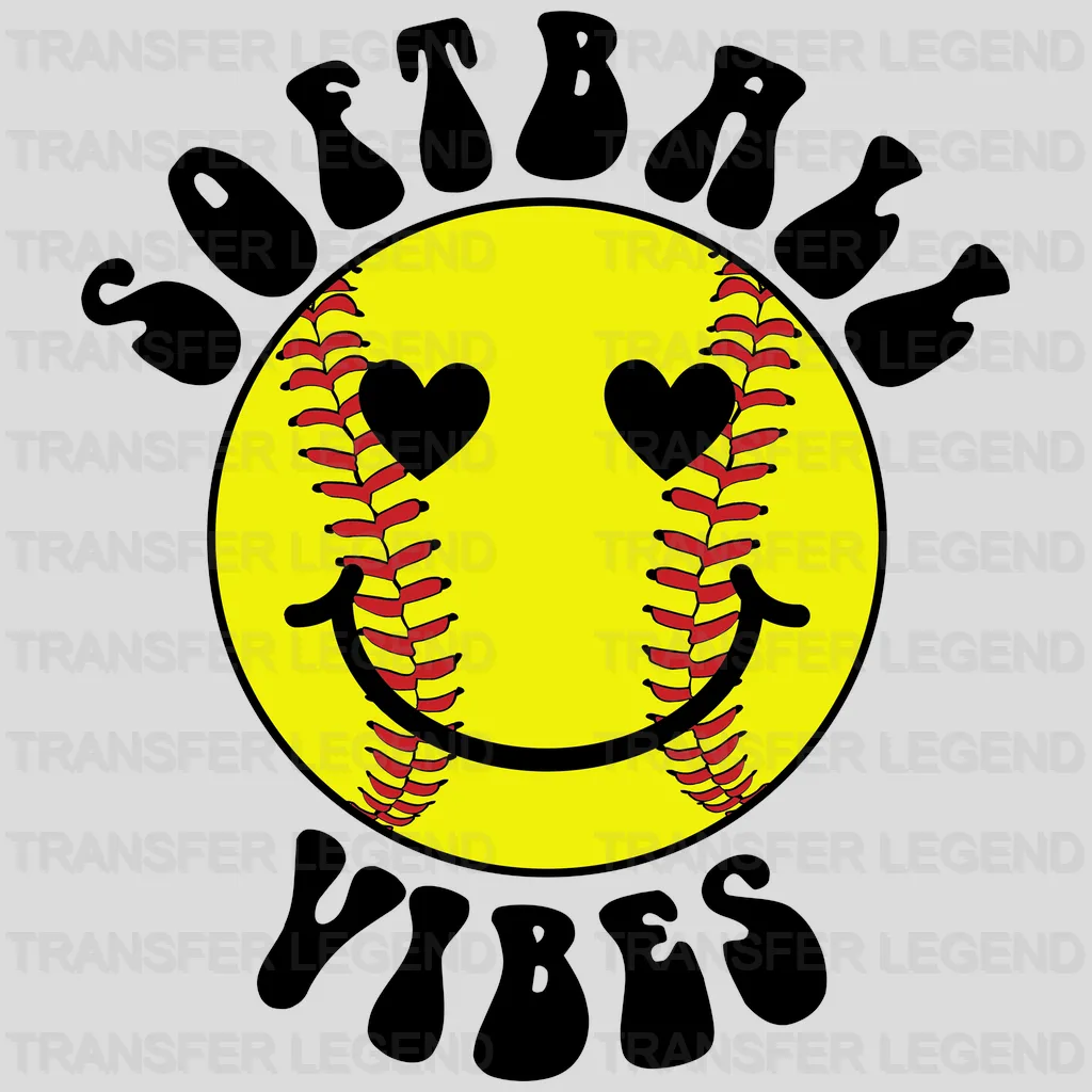 Softball Vibes Heart Eye DTF Transfer - transferlegend