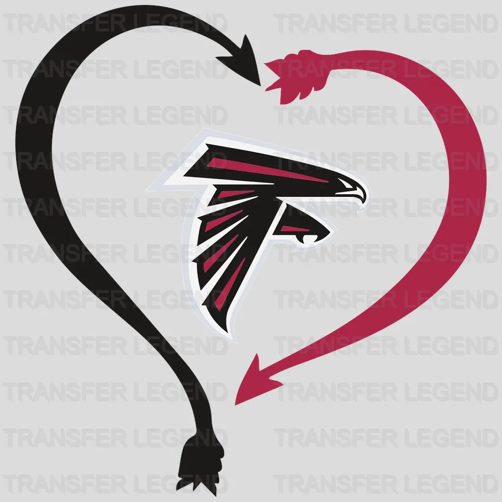 Atlanta Falcons Curved Heart Logo NFL Design - DTF Heat Transfer